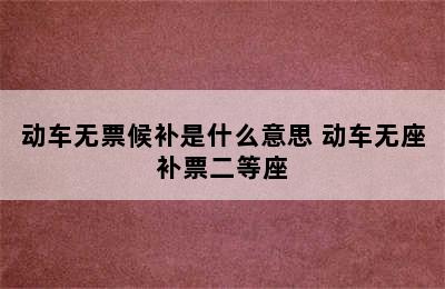 动车无票候补是什么意思 动车无座补票二等座